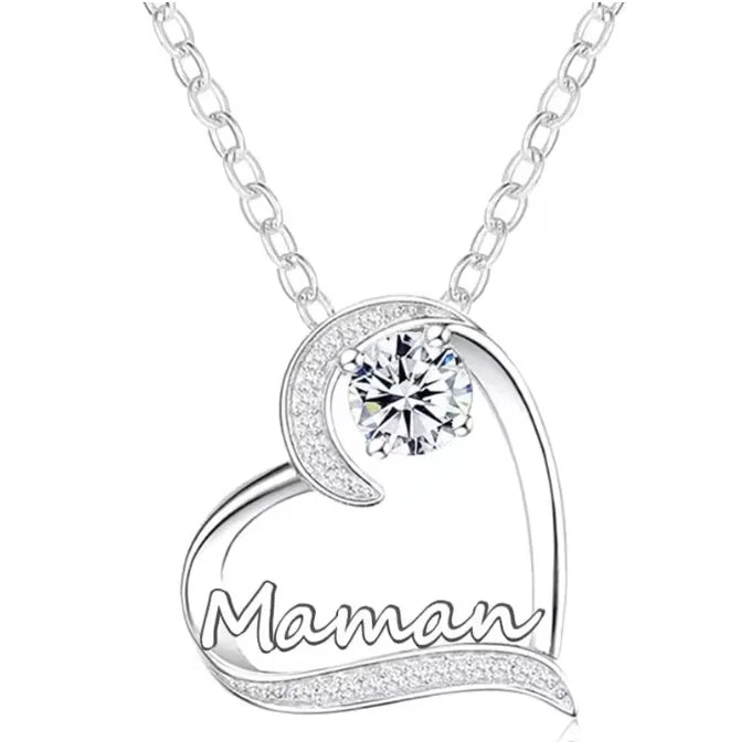 Mother's Day Necklace for Mom Luxury Trendy Pendant Necklace Sparkling Rhinestone Aesthetic Neck Accessories Love Jewelry