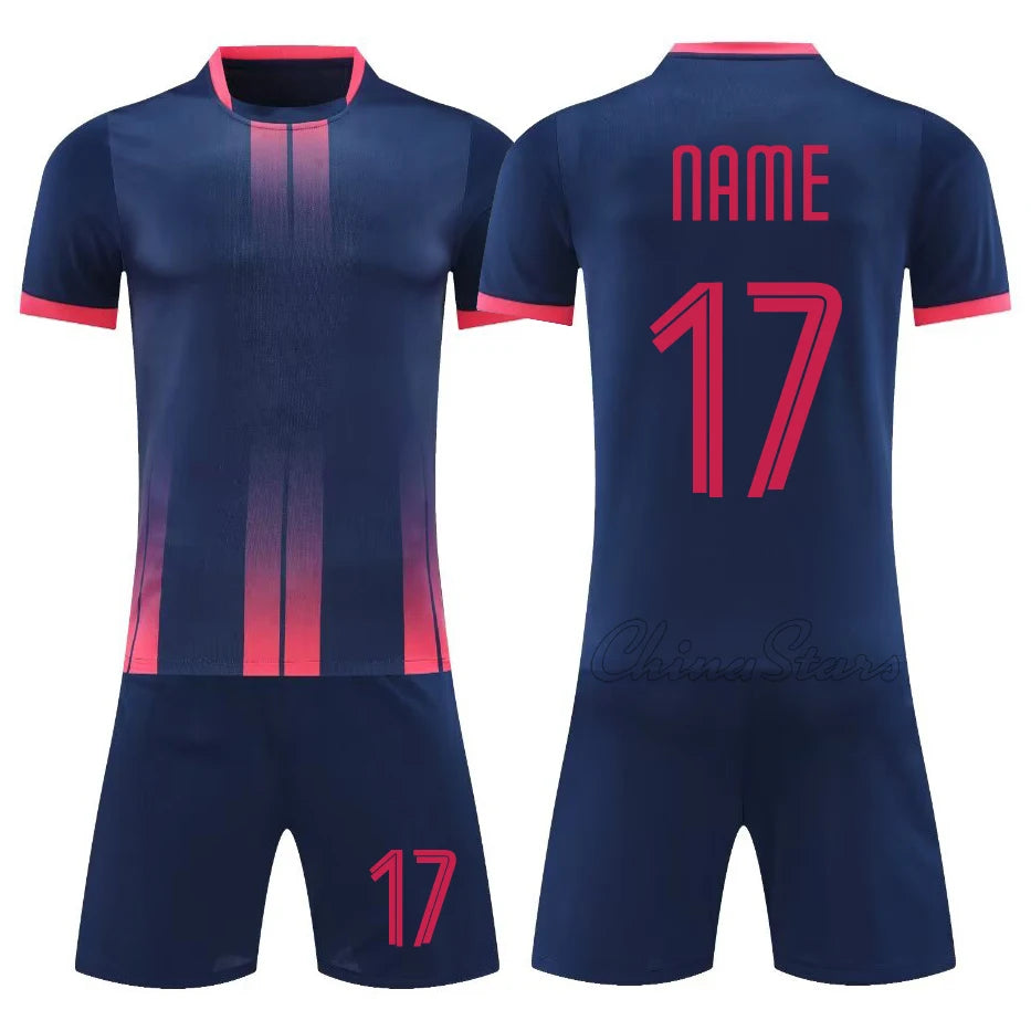 Men Children Soccer Uniform Sets Adult DIY Customize High Quality Boys Soccer Kit Shirt Club Sportswear Training Football Jersey