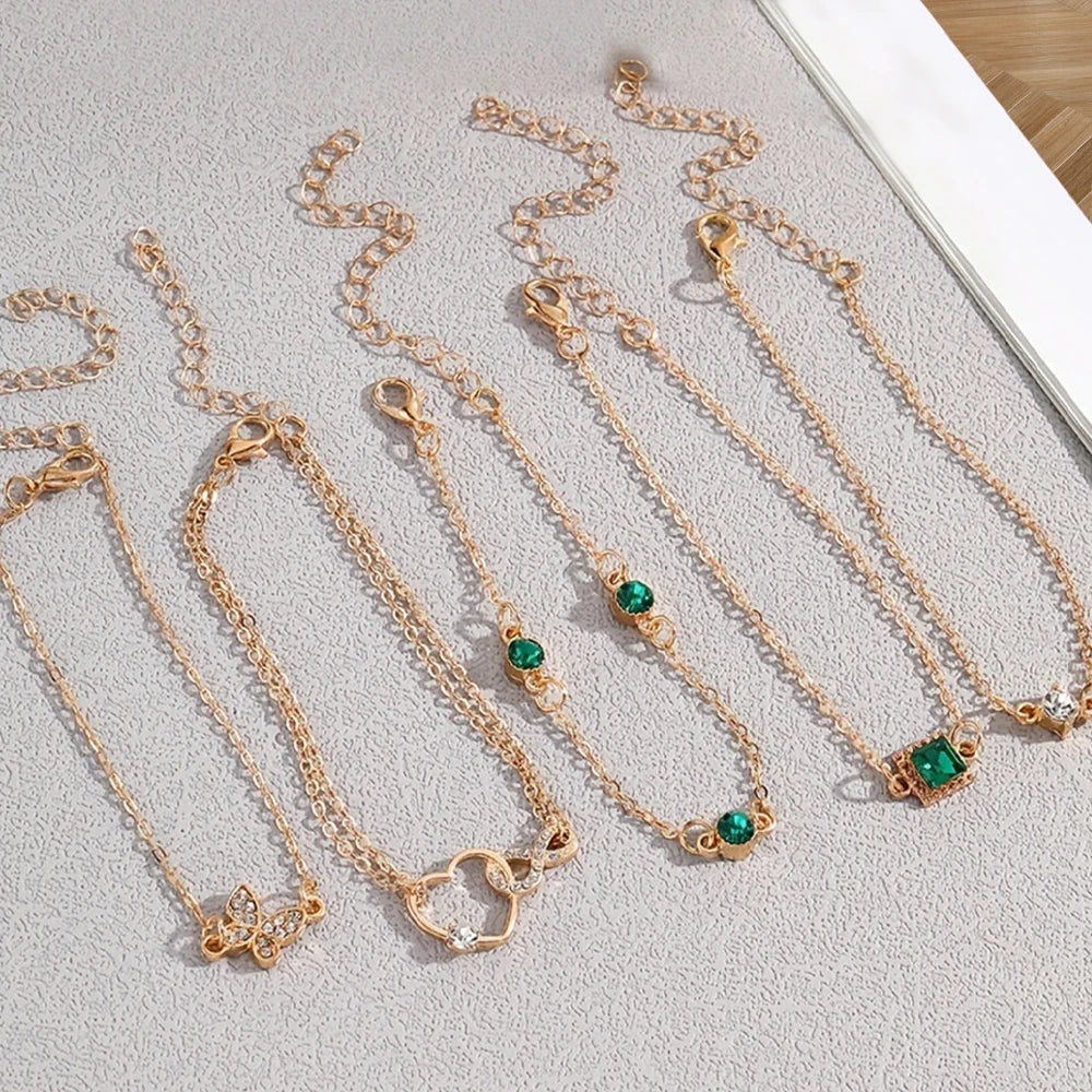 5pcs Vintage-Inspired Bracelet Set with Sparkling Rhinestones - Infinity & Geometric Designs, Perfect for Casual Attire or Gifti