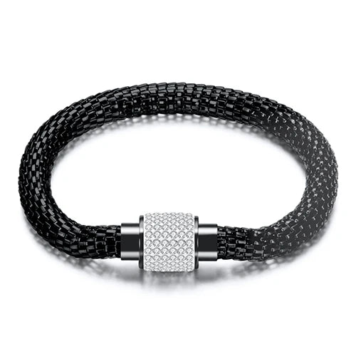 NEW Designer Jewelry Bijouterie Rhinestone Charm Bracelets For Women Stainless Steel Magnet Clasp Crystal Bracelets & Bangles