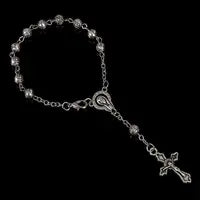 Classic 8MM Spiral Plastic Rosary Necklace, Santa Maria Prayer Necklace, Christian Cross Necklace Religious Jewelry.