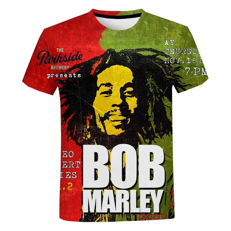 Bob Marley Reggae Style Oversized T-shirt Men Women Hip Hop Fashion Casual Short Sleeve Unisex Harajuku Streetwear Cool T Shirt