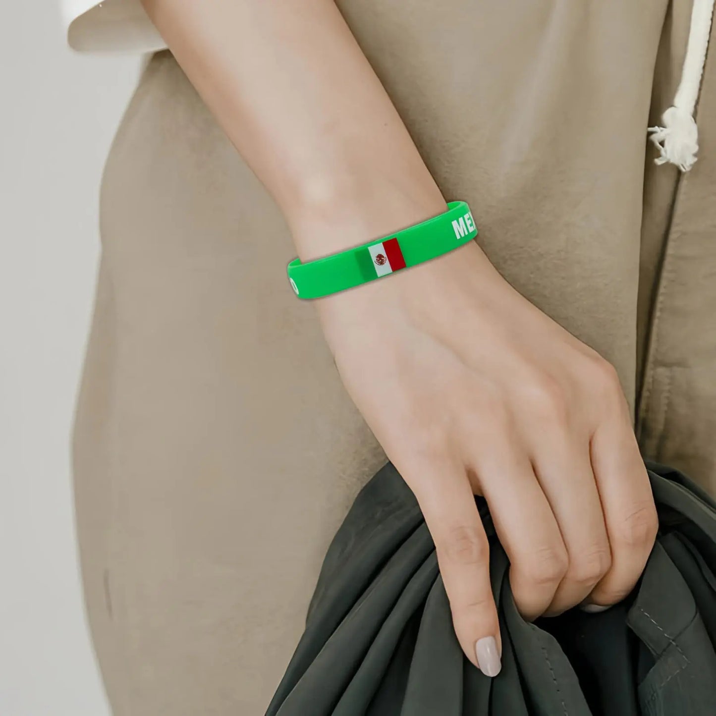 2pcs Mexico Flag Silicone Bracelet Sport Wristbands Mexican Wrist Strap Handband Men Women Rubber Band for Fashion Accessories
