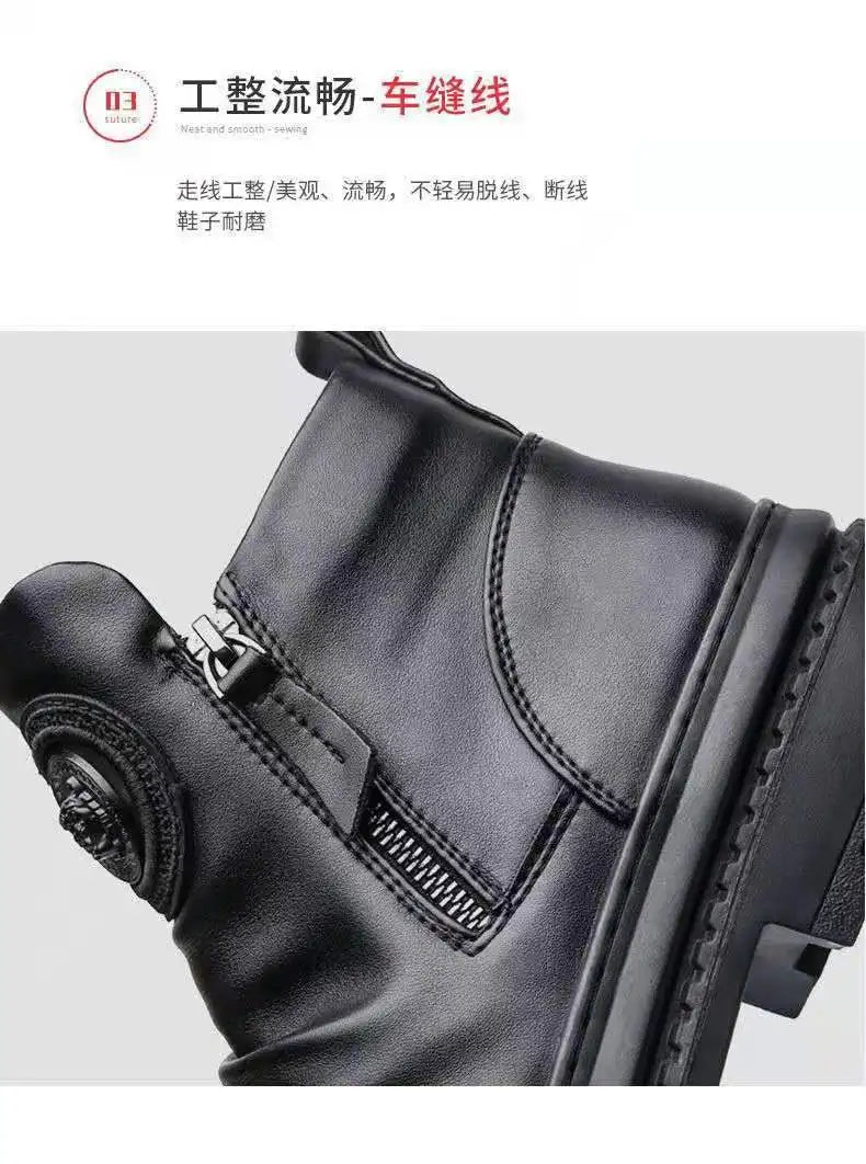 Men's Boots Fashion Motorcycle Boot Luxury Leather Ankle Boots Plush Warm Winter Boots for Men Casual Platform Boot Botas Hombre