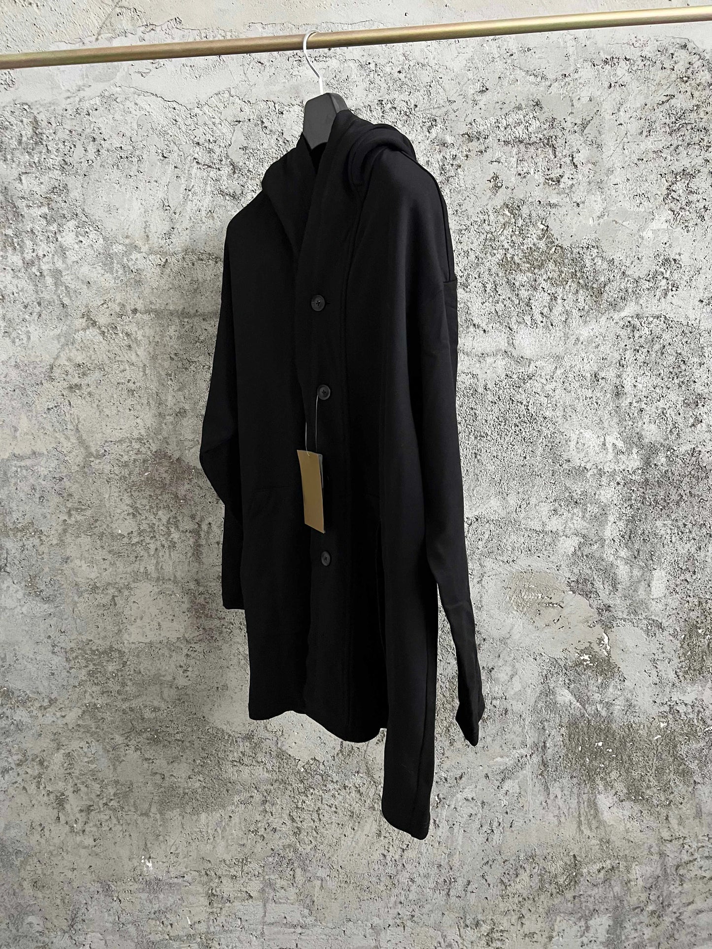 TOP-YAMAMOTO original design cotton fringed hooded large pocket zipper jacket loose button sweatshirt black