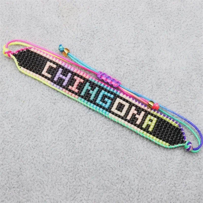 ALIYA Fashion Mexican Beads Bracelet New CHINGONA Letter Bracelets Jewelry Handmade Loom Armband Pulseras for Women Gifts