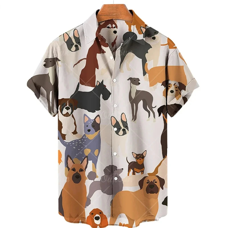 Hawaiian Animal Pattern Vintage Casual T-Shirt For Men 3D Print Leopard Tiger Short-sleeved Shirts Holiday Party Harajuku Tops