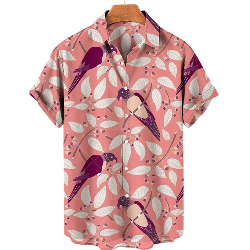 Hawaiian Animal Pattern Vintage Casual T-Shirt For Men 3D Print Leopard Tiger Short-sleeved Shirts Holiday Party Harajuku Tops