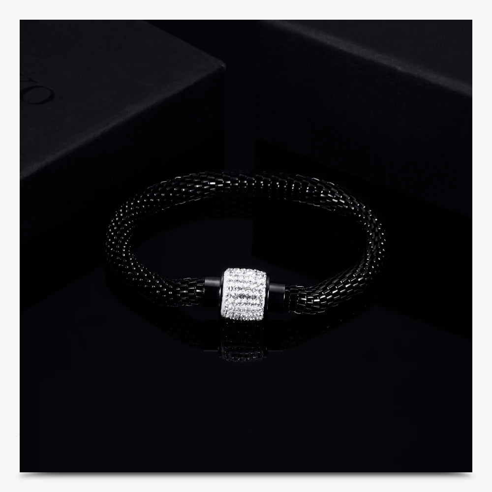 NEW Designer Jewelry Bijouterie Rhinestone Charm Bracelets For Women Stainless Steel Magnet Clasp Crystal Bracelets & Bangles