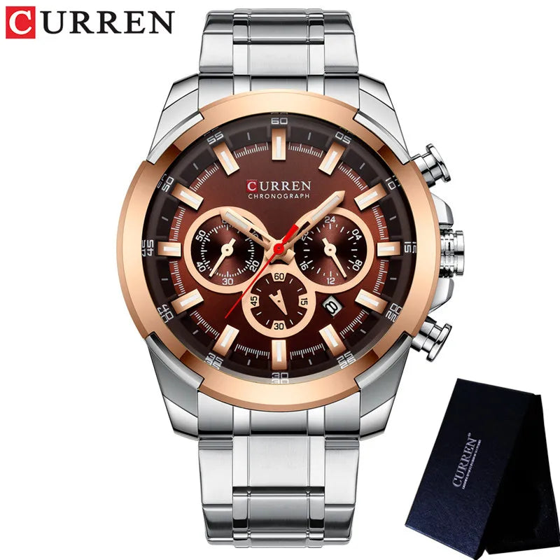 CURREN Man WristWatch Waterproof Chronograph Men Watch Military Top Brand Luxury Gold New Stainless Steel Sport Male Clock 8361