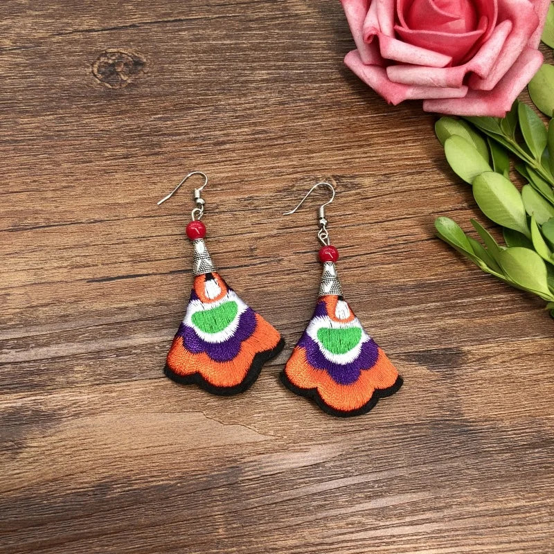 Embroidered Traditional Mexican Earrings Handmade Mexican Embroidered Earrings EAR1000272