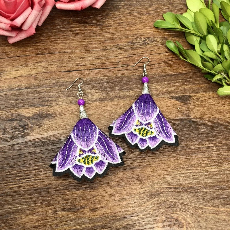 Embroidered Traditional Mexican Earrings Handmade Mexican Embroidered Earrings EAR1000272