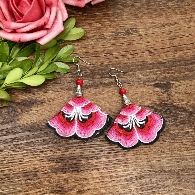 Embroidered Traditional Mexican Earrings Handmade Mexican Embroidered Earrings EAR1000272