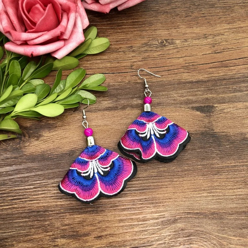 Embroidered Traditional Mexican Earrings Handmade Mexican Embroidered Earrings EAR1000272