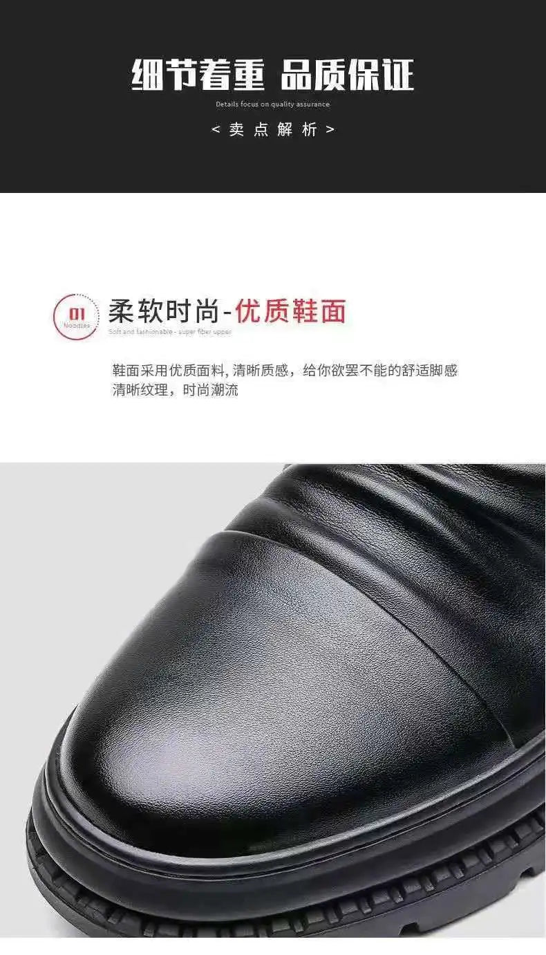 Men's Boots Fashion Motorcycle Boot Luxury Leather Ankle Boots Plush Warm Winter Boots for Men Casual Platform Boot Botas Hombre