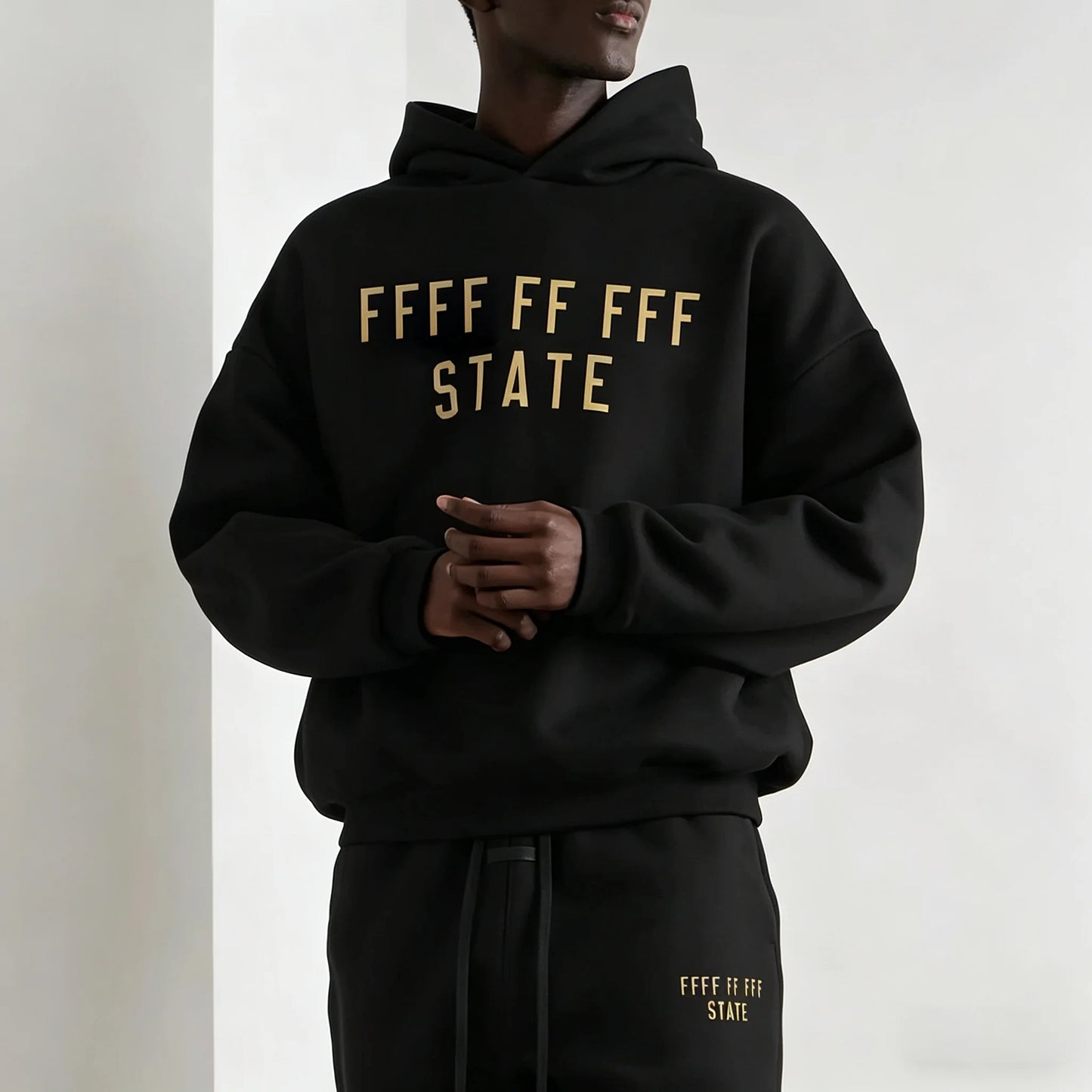 BACK TO SCHOOL Men's Hoodies Luxury Design Double Row Printed Letter Oversized Hoodies High Street Couple Velvet Pants Set