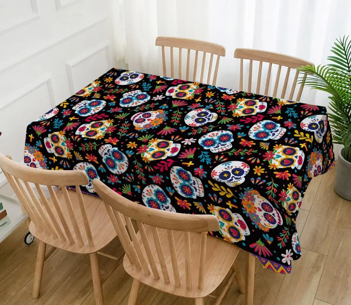 Mexican Dia DE Los Muertos Tablecloths Mexican Festival Decor Day of The Dead Sugar Skull Table Cover Kitchen Dining Table Decor