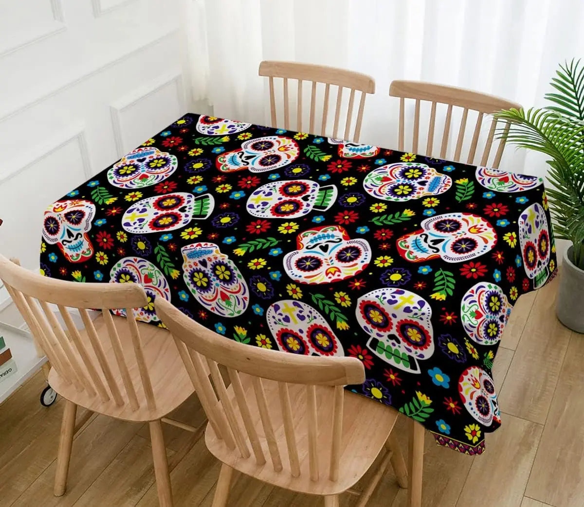 Mexican Dia DE Los Muertos Tablecloths Mexican Festival Decor Day of The Dead Sugar Skull Table Cover Kitchen Dining Table Decor