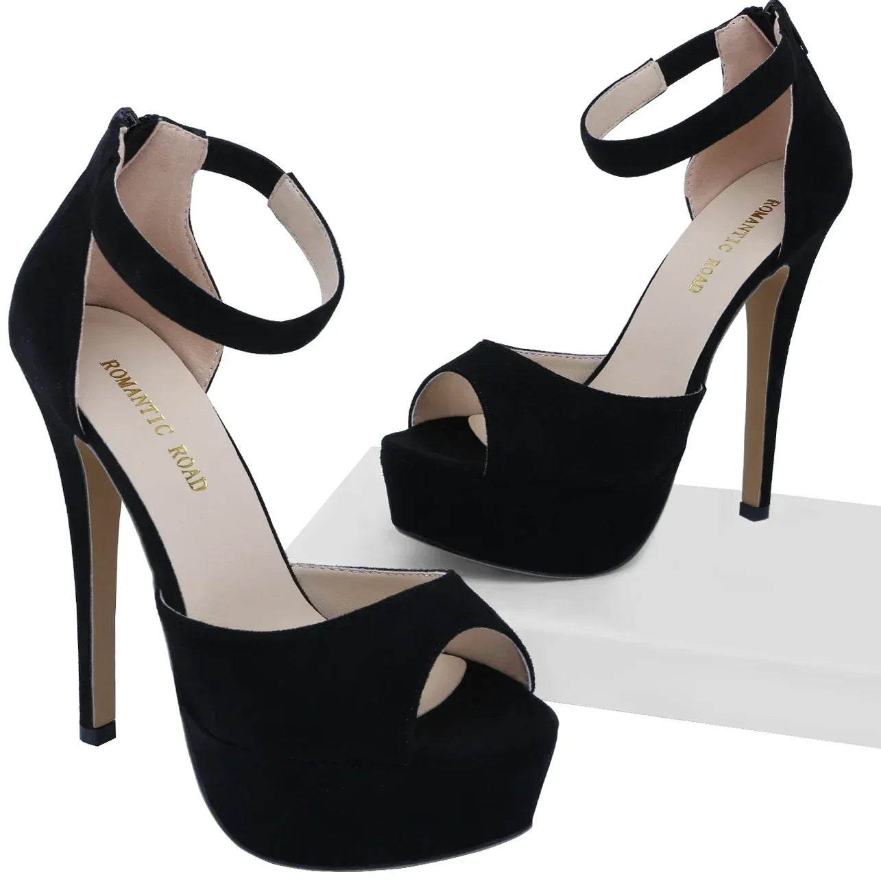 Summer Sexy Pumps Women Platform Sandals Zipper Strap Stripper Pole Dance High Heels Peep Toe Stilettos Lady Party Wedding Shoes