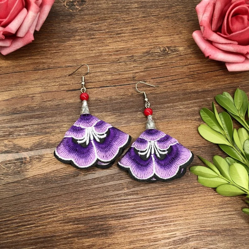 Embroidered Traditional Mexican Earrings Handmade Mexican Embroidered Earrings EAR1000272