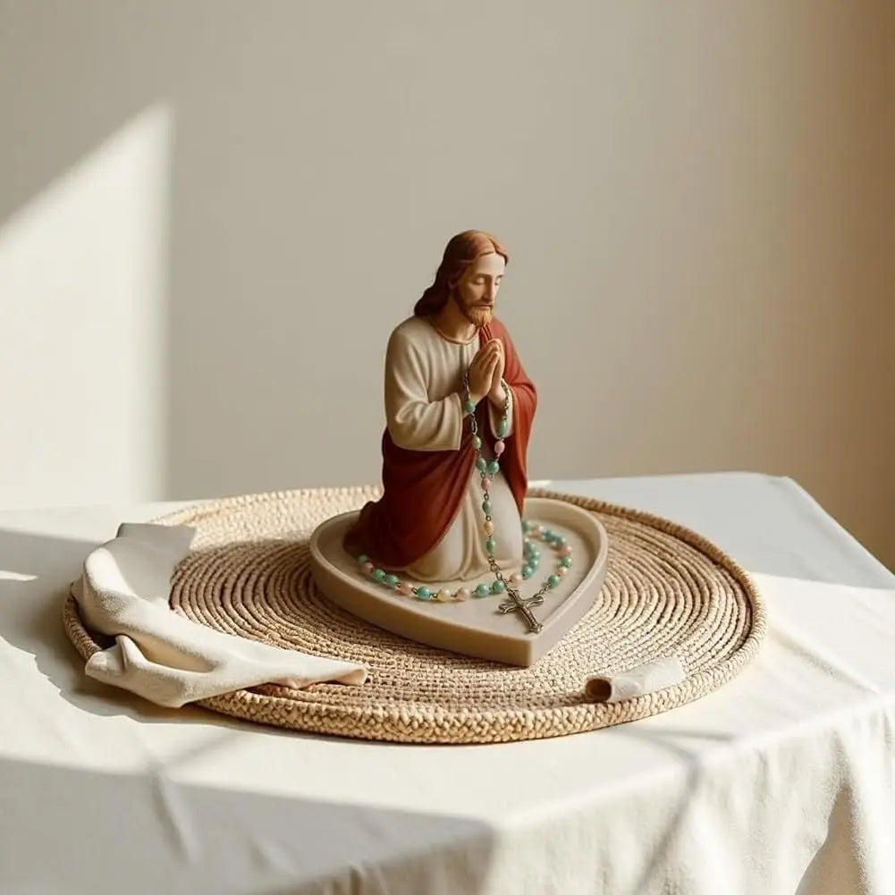 Our Lady Of Grace Statue Glossy Virgin Mary Rosary Holder Tabletop Rosary Jewelry Holder Sacred Catholic Home Decor For Dresser