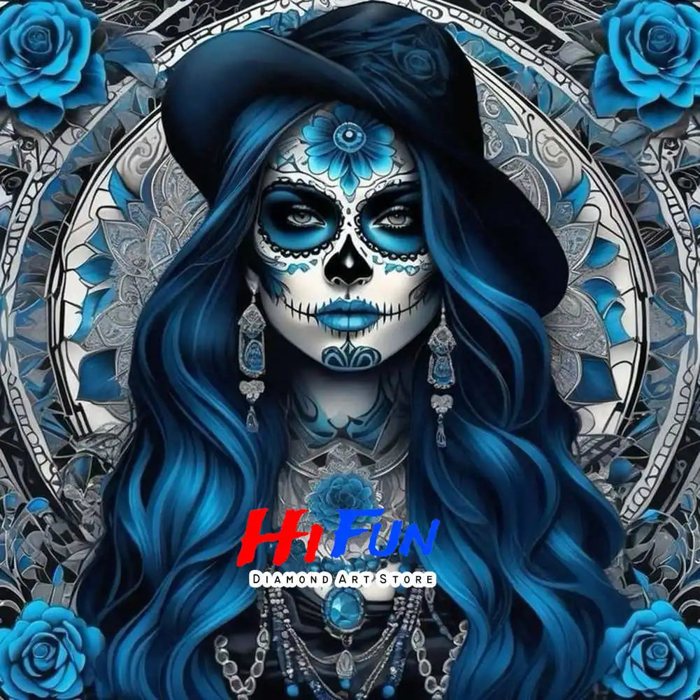 Full Diamond Painting Kits for Adults Kids Beginners DIY Dia De Los Muertos Floral Sugar Skull Art Paint By Gems Crafts Decor