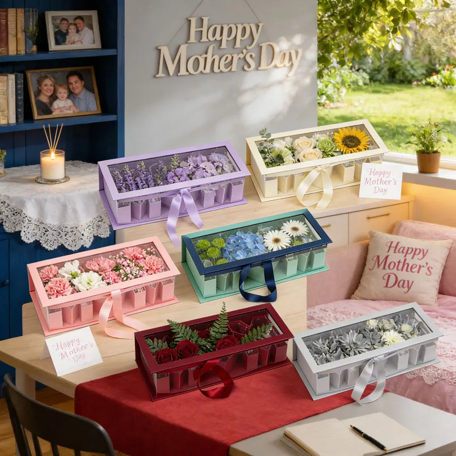 Mother's Day gift box letters MAMA can be used to pack flowers in the gift box, DIY ribbon love cardboard