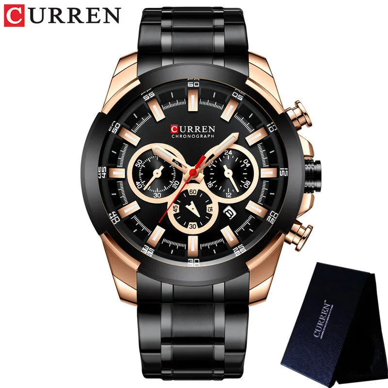 CURREN Man WristWatch Waterproof Chronograph Men Watch Military Top Brand Luxury Gold New Stainless Steel Sport Male Clock 8361