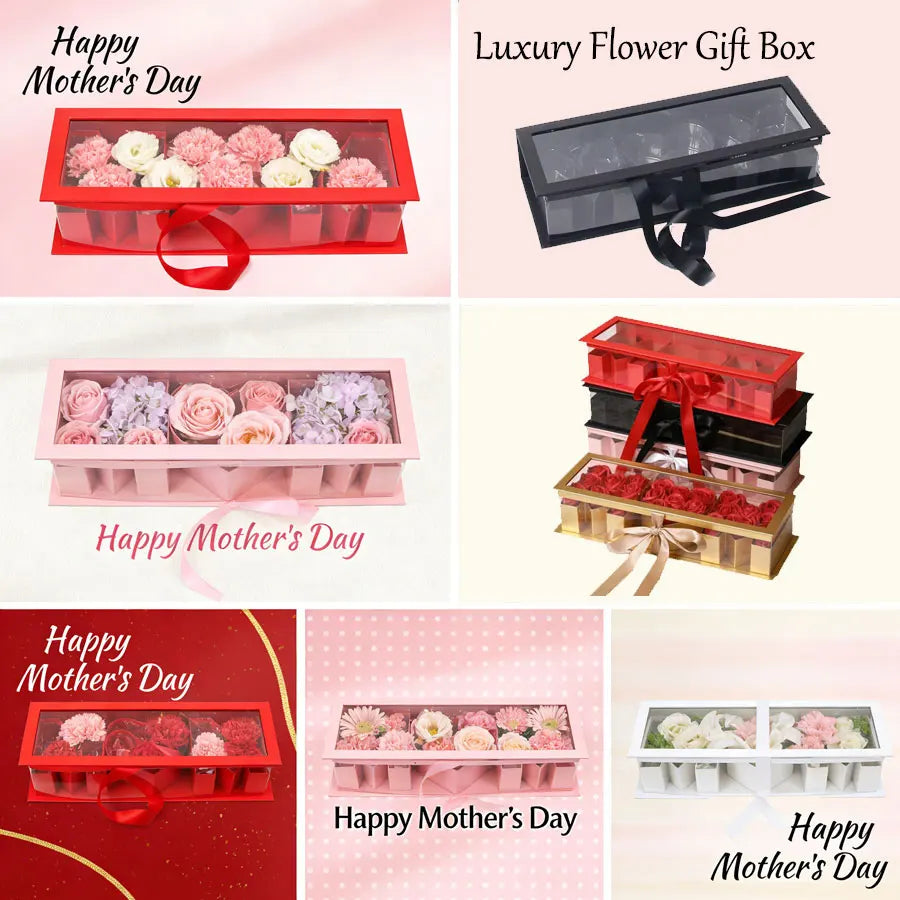 Mother's Day gift box letters MAMA can be used to pack flowers in the gift box, DIY ribbon love cardboard