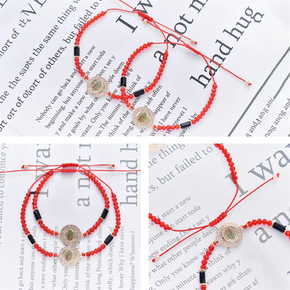 12Pcs Mexican Bracelet Virgin Mary Bracelet San judas tadeo Bracelet Handmade Religious Prayer Jewelry Gift For Women Men Girls