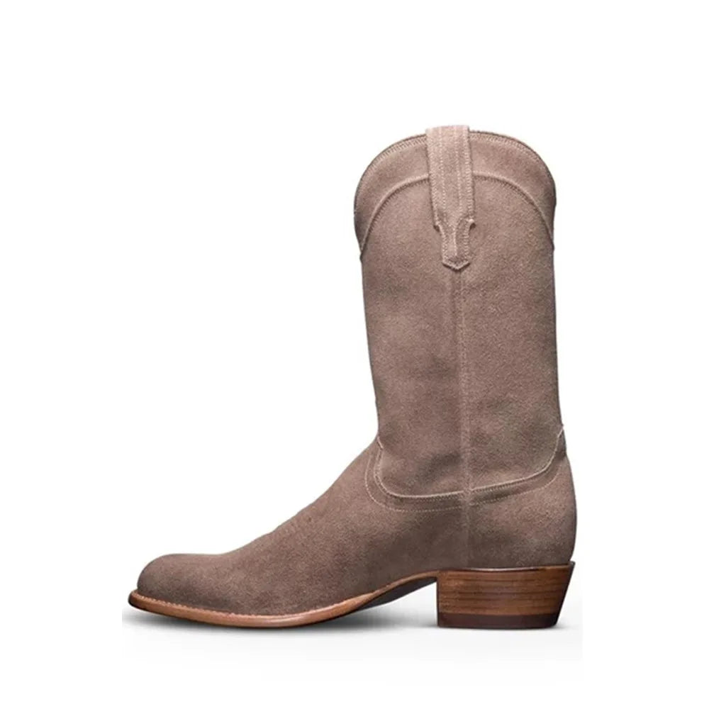 Men's Suede Western Cowboy Boots Square Toe with Cuban Heel for Fall/winter Rodeos & Timeless Country Fashion Statements
