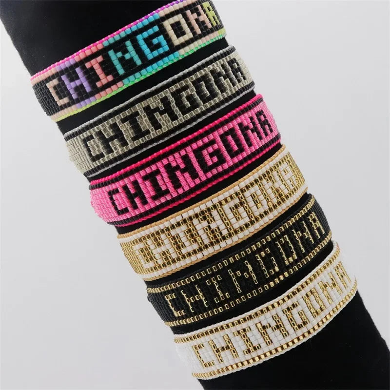 ALIYA Fashion Mexican Beads Bracelet New CHINGONA Letter Bracelets Jewelry Handmade Loom Armband Pulseras for Women Gifts