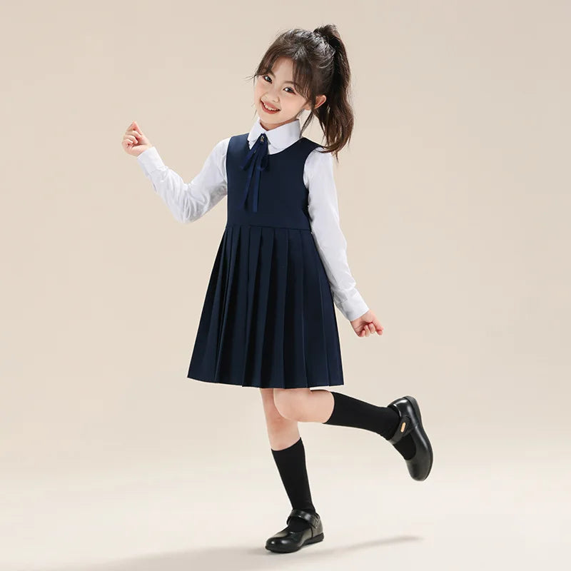 School Uniform Preppy Girls Clothes for Teenagers Baby Elegant Dress  Spring Autumn Children Costumes 8 10 12 13 Years