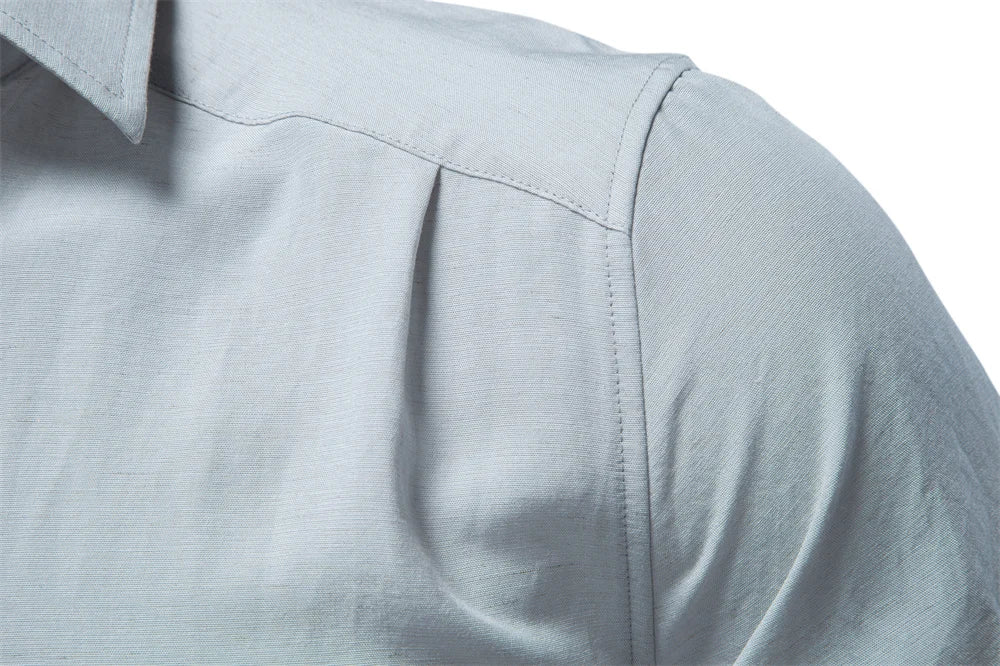 AIOPESON Men's Long Sleeve Cotton Shirt Button down Linen Blend Soft Casual Solid Color Spring Autumn Daily Wear