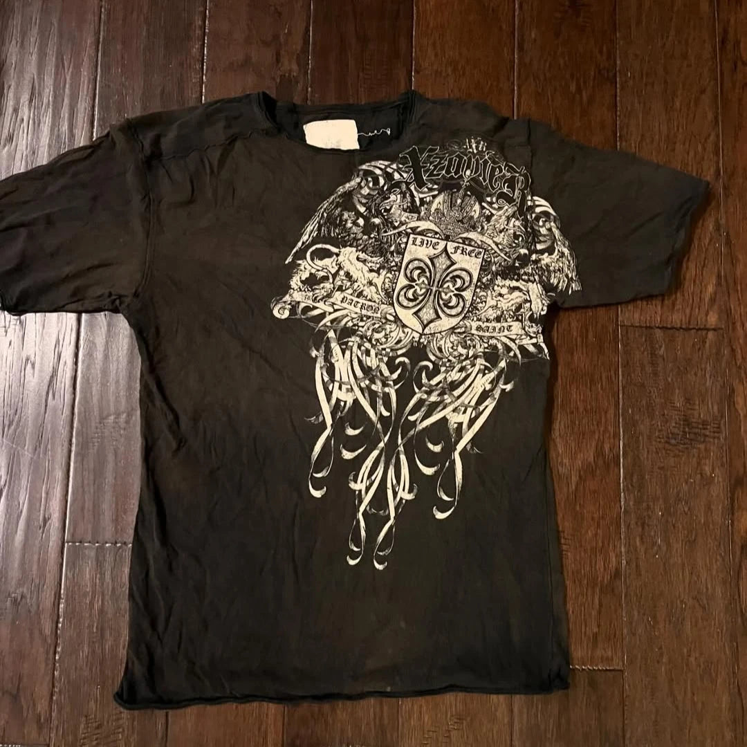 Vintage Xtreme Short Sleeves Man Y2K American Fashion Trend Baggy T Shirt