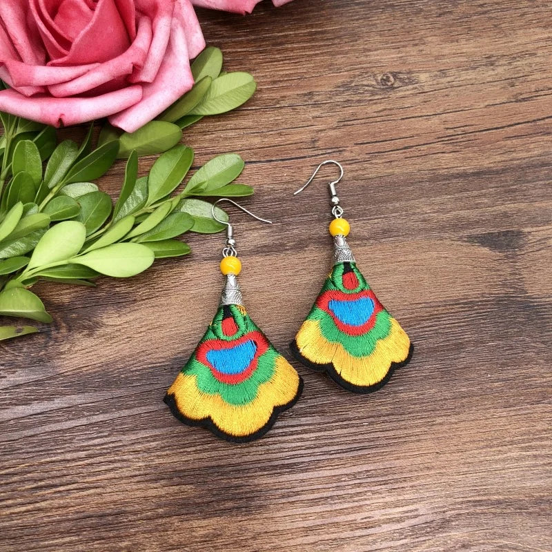 Embroidered Traditional Mexican Earrings Handmade Mexican Embroidered Earrings EAR1000272