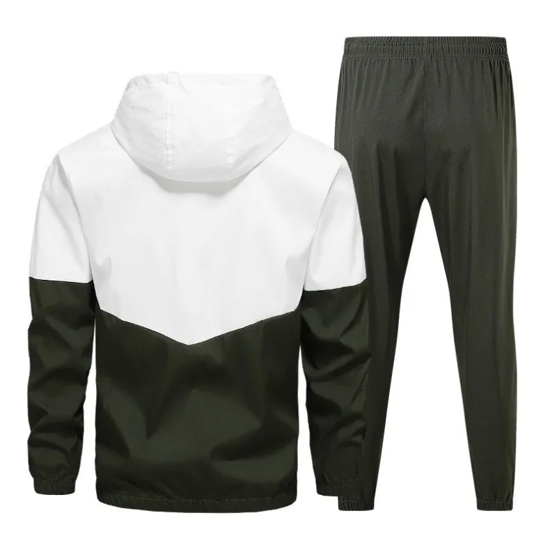 Spring and Autumn Men's Hooded Sports Leisure 2-piece Sets New Fashion Jacket and Pants Hip Hop Casual Running Sportswear Men