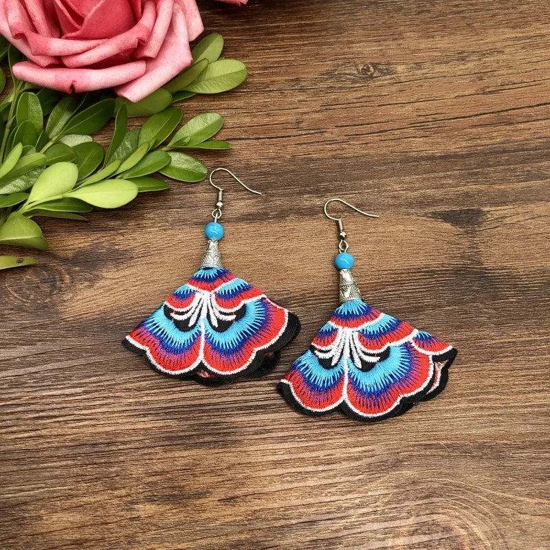 Embroidered Traditional Mexican Earrings Handmade Mexican Embroidered Earrings EAR1000272