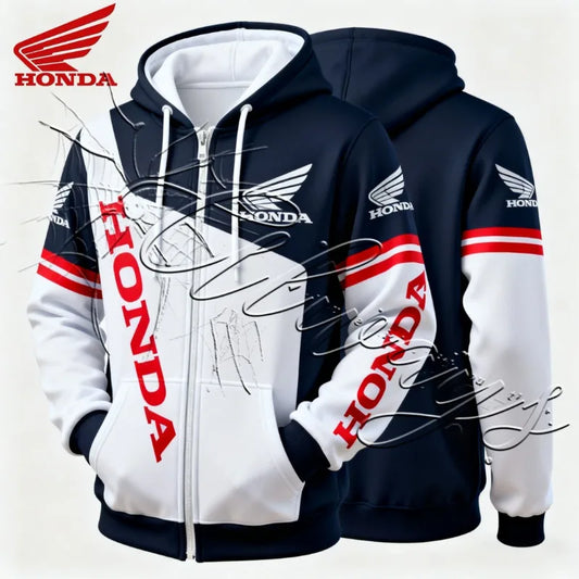 2026 Honda Racing Enthusiasts Sports Cycling Hoodie Outdoor MOTO Off Road Mountain Bike Zipper Hoodie Jacket Fleece for Warmth