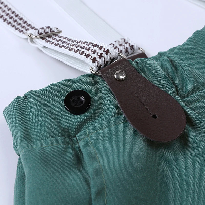 Fashion Clothes for School Children Cotton Short Sleeve Shirt Strap Shorts 2 PCS Summer Kids Clothes Boys Sets 1-8 Years