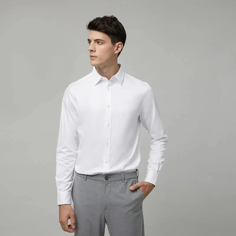 Men Shirt Long Sleeves Dress Shirts For Men Slim Fit Camisa Social Business Blouse White Blue Office Shirt Men Clothing 7XL 8XL