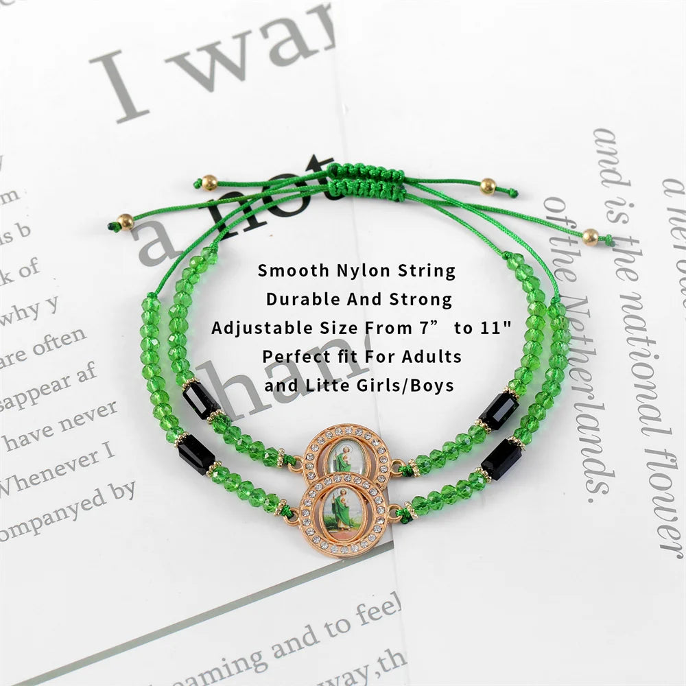 12Pcs Mexican Bracelet Virgin Mary Bracelet San judas tadeo Bracelet Handmade Religious Prayer Jewelry Gift For Women Men Girls