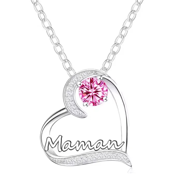 Mother's Day Necklace for Mom Luxury Trendy Pendant Necklace Sparkling Rhinestone Aesthetic Neck Accessories Love Jewelry