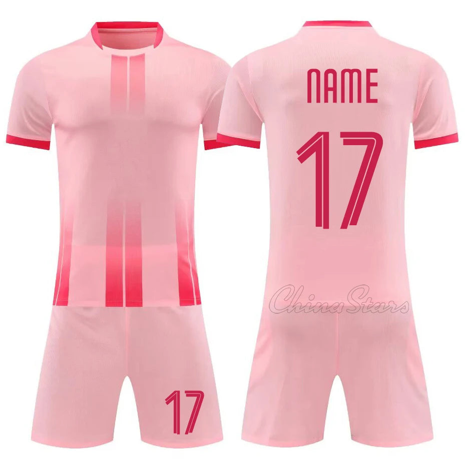 Men Children Soccer Uniform Sets Adult DIY Customize High Quality Boys Soccer Kit Shirt Club Sportswear Training Football Jersey