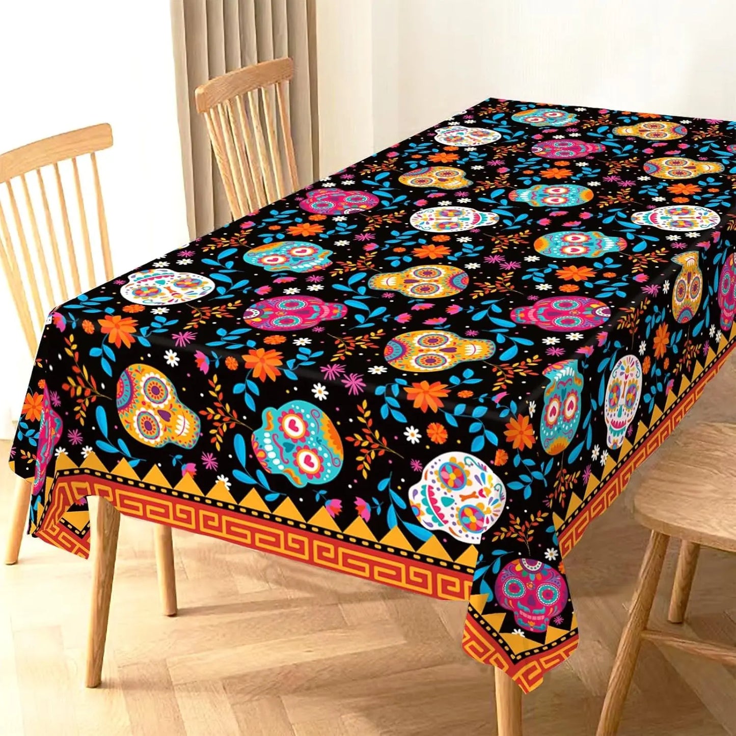 Mexican Dia DE Los Muertos Tablecloths Mexican Festival Decor Day of The Dead Sugar Skull Table Cover Kitchen Dining Table Decor