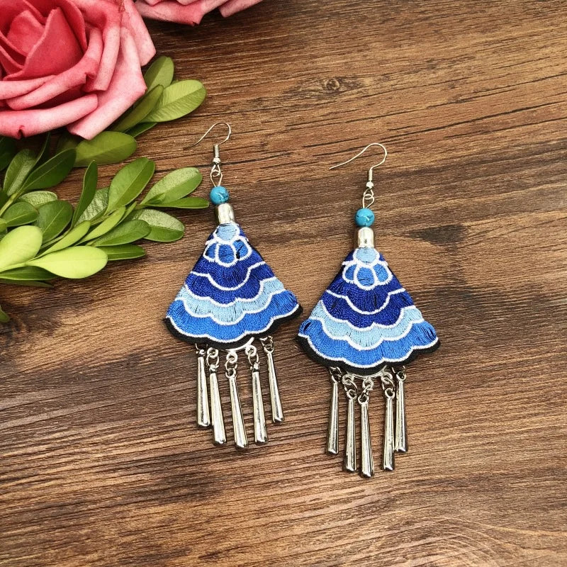 Embroidered Traditional Mexican Earrings Handmade Mexican Embroidered Earrings EAR1000272