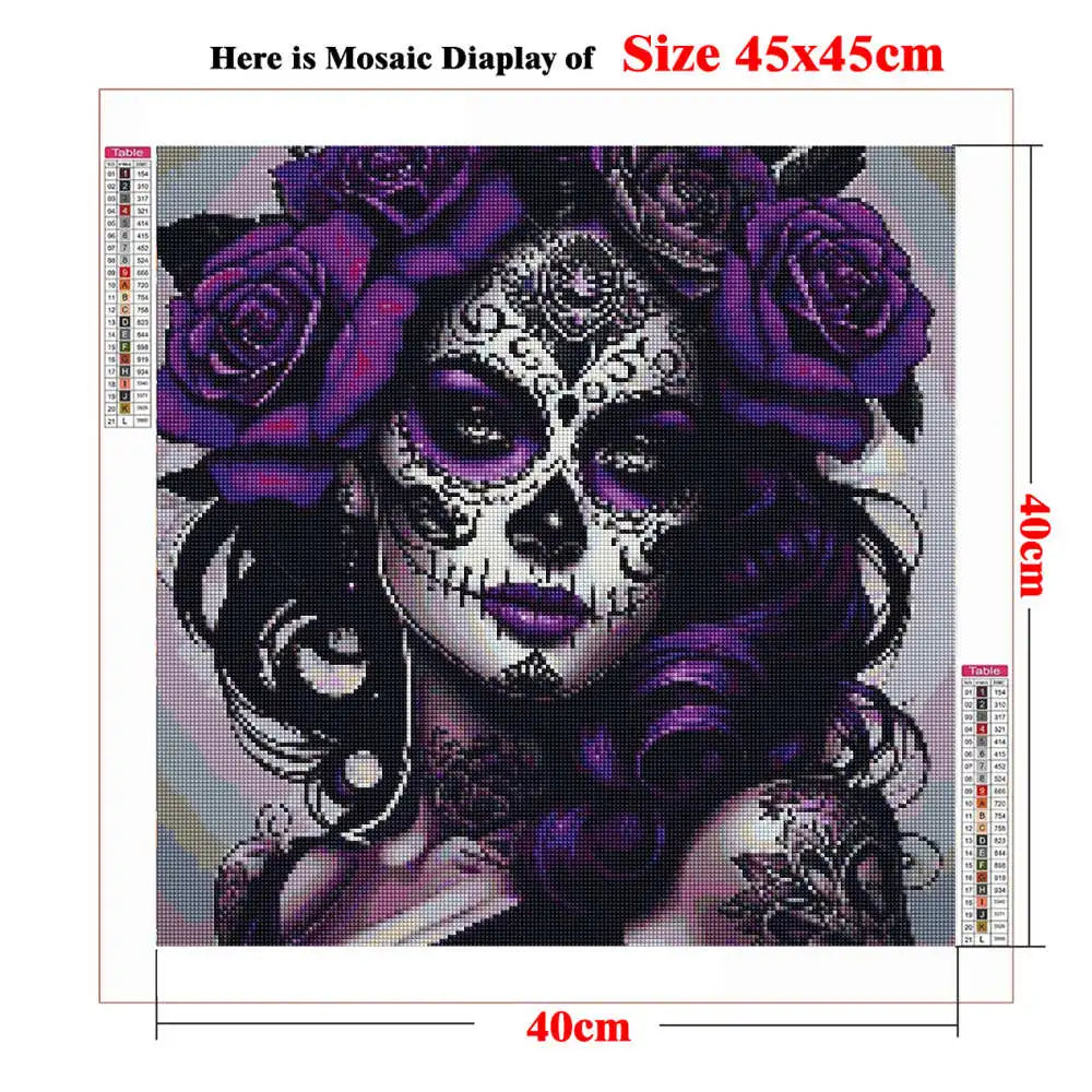 Full Diamond Painting Kits for Adults Kids Beginners DIY Dia De Los Muertos Floral Sugar Skull Art Paint By Gems Crafts Decor