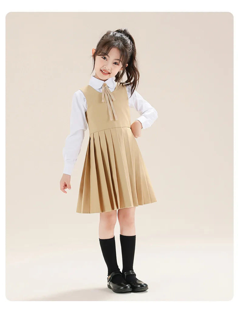 School Uniform Preppy Girls Clothes for Teenagers Baby Elegant Dress  Spring Autumn Children Costumes 8 10 12 13 Years
