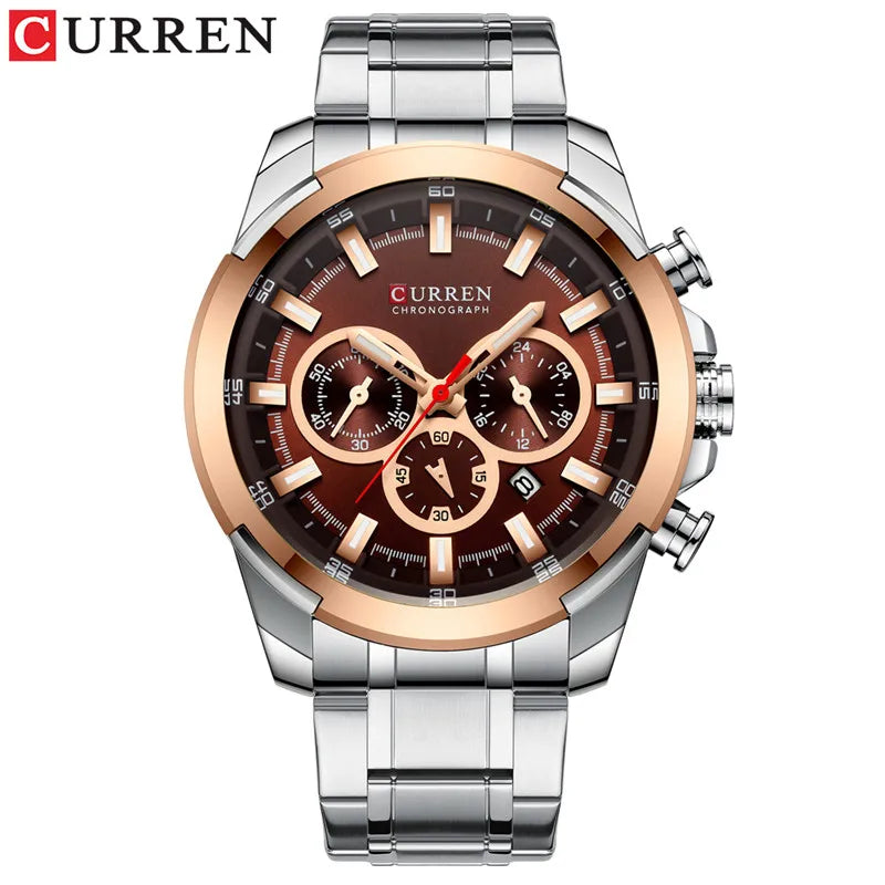 CURREN Man WristWatch Waterproof Chronograph Men Watch Military Top Brand Luxury Gold New Stainless Steel Sport Male Clock 8361