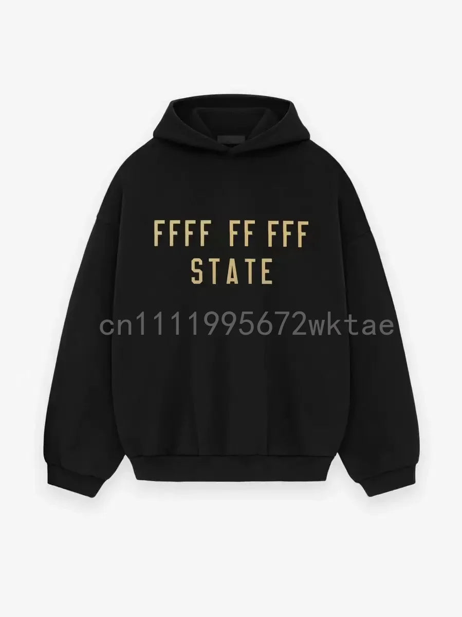 BACK TO SCHOOL Men's Hoodies Luxury Design Double Row Printed Letter Oversized Hoodies High Street Couple Velvet Pants Set